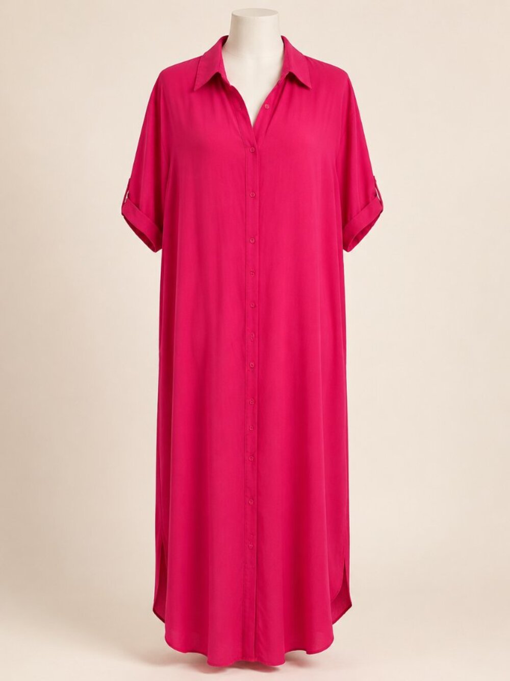 NWT Raviya Raspberry Button-Front Maxi Shirt Dress Cover-Up XL